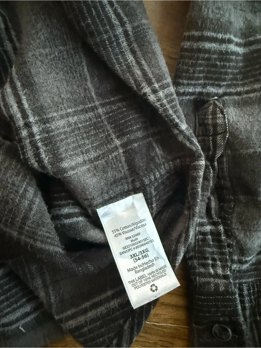 George Men's Casual Button-Down Plaid Shirt - Black & Gray